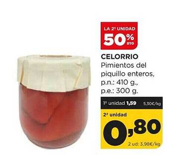 Alimerka La 2a unidad 50% dto celorrio pimientos del piquillo enteros oferta