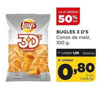 Alimerka La 2a unidad 50% dto bugles 3 d's conos de maíz oferta