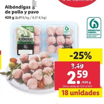 Lidl Albóndigas de pollo y pavo oferta