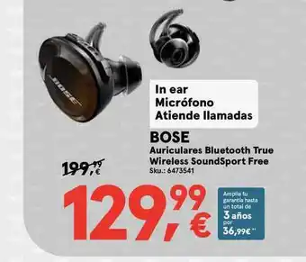 Worten BOSE Auriculares Bluetooth True Wireless SoundSport Free oferta