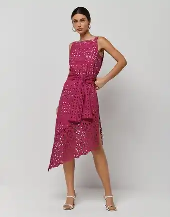 Roberto Verino Vestido bajo asimétrico bordado suizo fucsia oferta