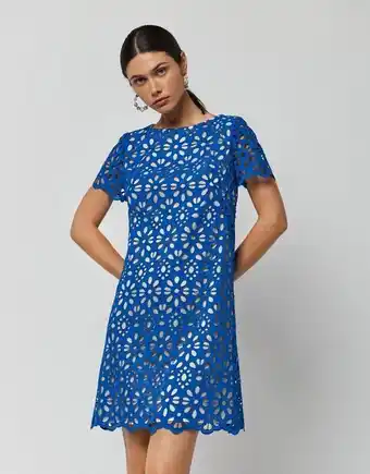 Roberto Verino Vestido bordado suizo azul klein oferta
