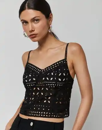 Roberto Verino Crop top bordado suizo negro oferta