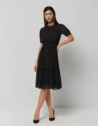 Roberto Verino Vestido gasa negra con estampado gris y dorado oferta