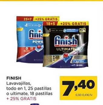 Alimerka Finish lavavajillas todo en 1.25 pastillas o ultimate 18 pastillas oferta