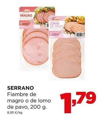 Alimerka Serrano fiambre de magro o de lomo de pavo oferta