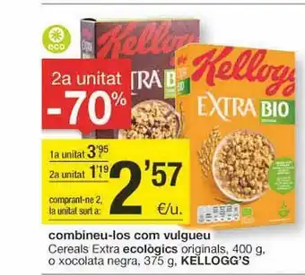 BonpreuEsclat 2a unitat -70% cereals extra ecològics originals o xocolata negra kellogg's oferta