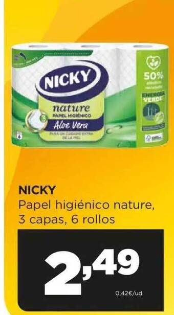 Alimerka Nicky papel higiénico nature 3 capas 6 rollos* oferta