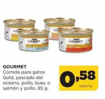 Alimerka Gourmet comida para gatos gold pescado del acéano pollo buey o salmón y pollo oferta