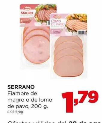 Alimerka Serrano fiambre de magro o de lomo de pavo oferta