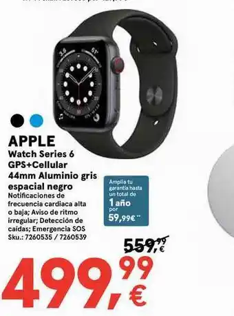 Worten APPLE Watch Series 6 GPS+Cellular 44mm Aluminio gris espacial negro oferta