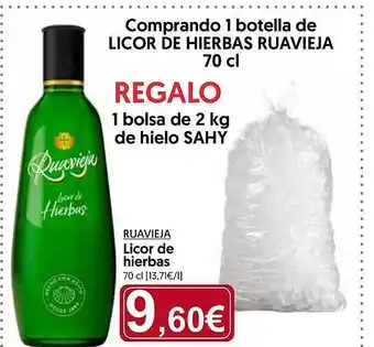 Hiper Usera Ruavieja licor de hierbas regalo 1 bolsa de 2kg de hielo sahy oferta