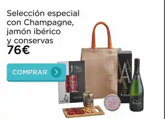 Selección especial con champagne jamón ibérico y conservas