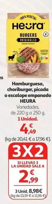 Alcampo Hamburguesa choriburger, picada o escalope empanado heura oferta