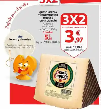 Alcampo Queso mezcla tierno ventero o queso gran capitán oferta