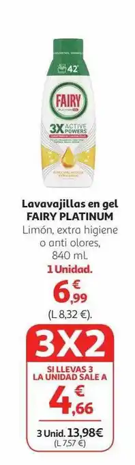 Alcampo Lavavajillas en gel fairy platinum oferta
