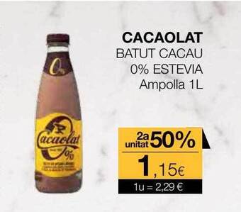 Plusfresc 2a unitat 50% cacaolat batut cacau 0% estevia oferta