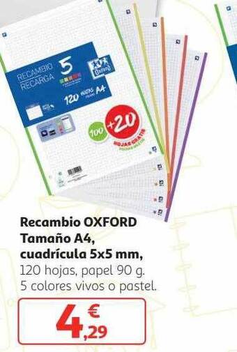 Alcampo Recambio oxford tamaño a4 cuadrícula 5x5 mm oferta