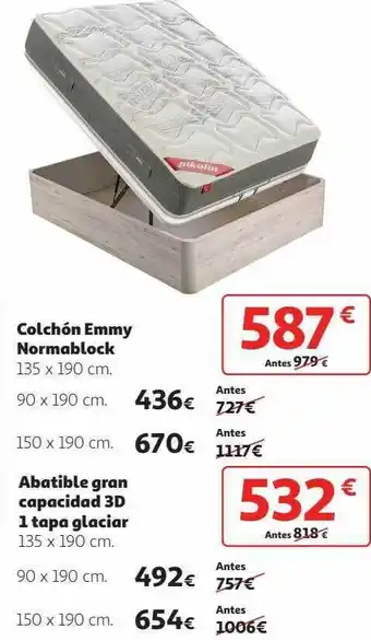 Alcampo Colchón emmy normablock abatible gran capacidad 3d 1 tapa glaciar oferta