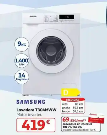 Alcampo Samsung lavadora t304mww oferta