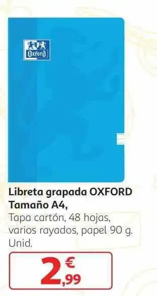 Alcampo Libreta grapada oxford tamaño a4 oferta