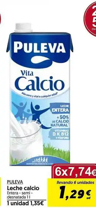 Hiper Usera Puleva leche calcio entera semi desnatada oferta