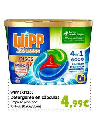 Hiper Usera Wipp express detergente en cápsulas oferta