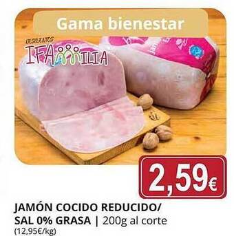 Supermercados MAS Jamón cocido reducido sal 0% grasa oferta