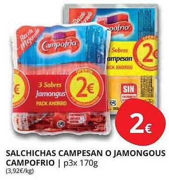 Supermercados MAS Salchichas campesan o jamongous campofrio oferta