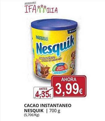Supermercados MAS Cacao instantaneo nesquik oferta