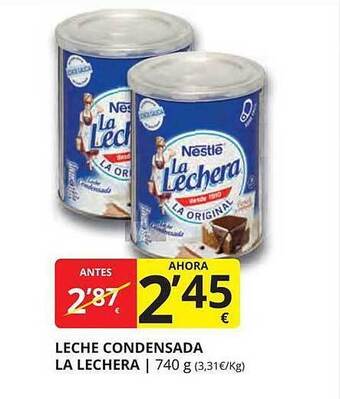 Supermercados MAS Leche condensada la lechera oferta