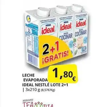 Supermercados MAS Leche evaporada ideal nestlé lote 2+1 oferta