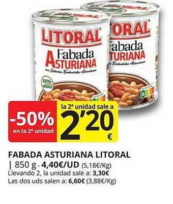 Supermercados MAS -50% en la 2a unidad fabada asturiana litoral oferta