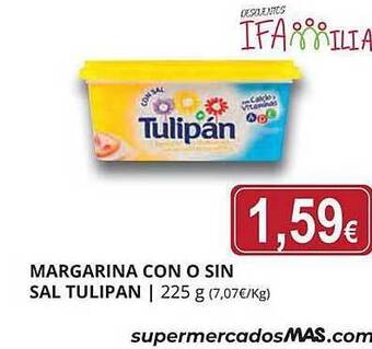 Supermercados MAS Margarina con o sin sal tulipan oferta