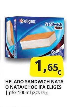 Supermercados MAS Helado sandwich nata o nata choc ifa eliges oferta
