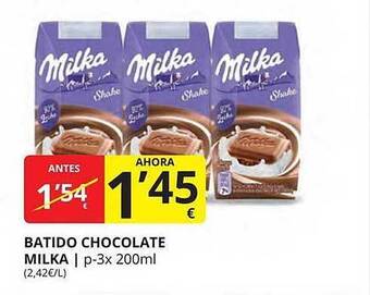 Supermercados MAS Batido chocolate milka oferta