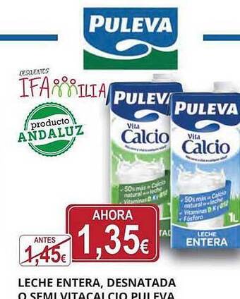 Supermercados MAS Leche entera, desnatada o semi vitacalcio puleva oferta