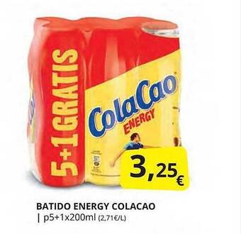 Supermercados MAS Batido energy colacao oferta