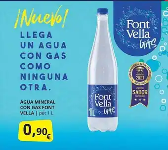 Supermercados MAS Agua mineral con gas font vella oferta