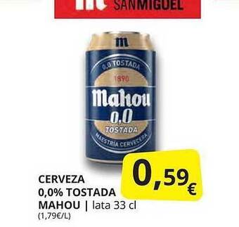Supermercados MAS Cerveza 0.0% tostada mahou oferta