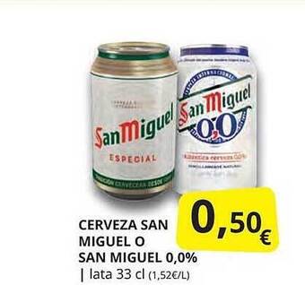 Supermercados MAS Cerveza san miguel o san miguel 0.0% oferta