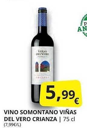 Supermercados MAS Vino somontano viñas del vero crianza oferta
