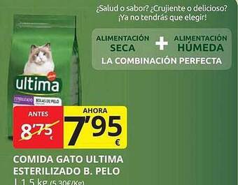 Supermercados MAS Comida gato ultima esterilizado b. pelo oferta