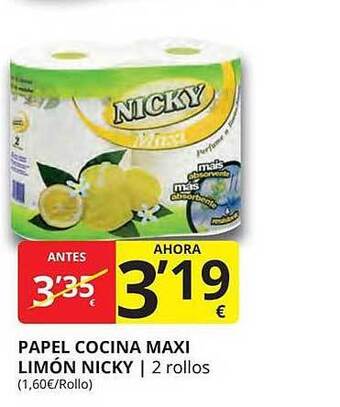 Supermercados MAS Papel cocina maxi limón nicky oferta