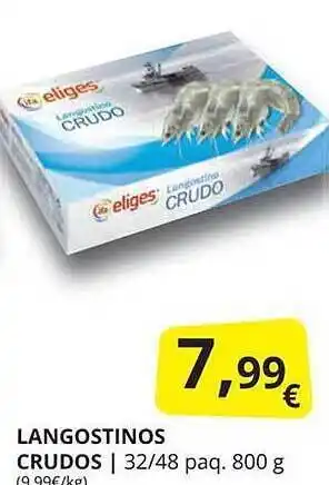 Supermercados MAS Langostinos crudos oferta
