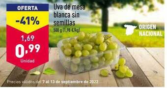 ALDI Uva de mesa blanca sin semillas oferta