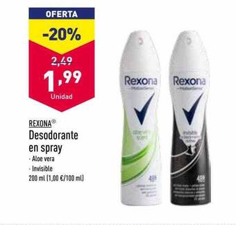 ALDI Rexona desodorante en spray oferta