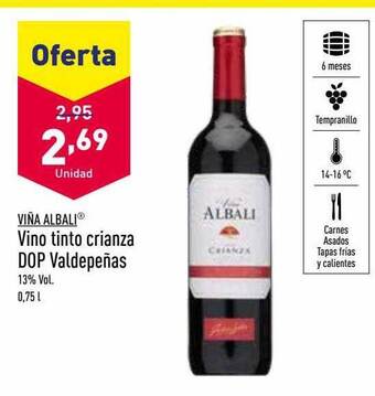 ALDI Viña albali vino tinto crianza dop valdepeñas oferta