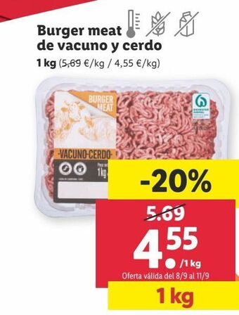 Lidl Burger meat de vacuno y cerdo oferta