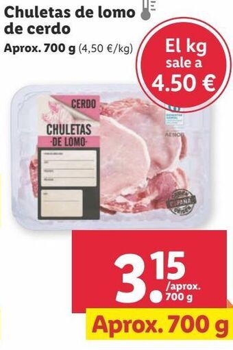 Lidl Chuletas de lomo de cerdo oferta